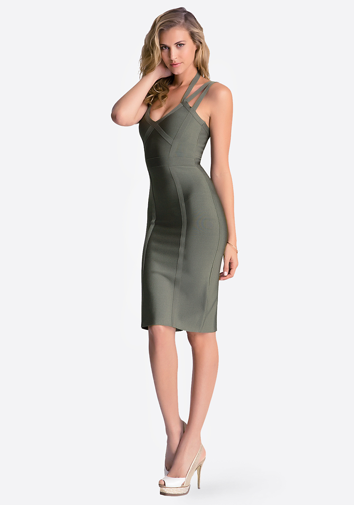 3 Strap Midi Bandage Dress