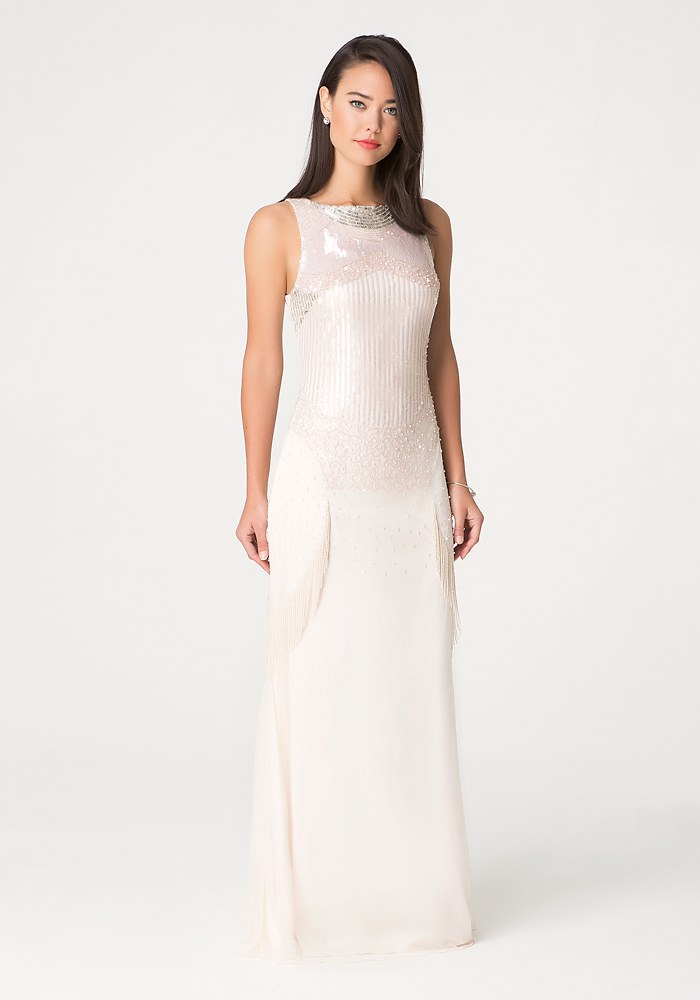 fringe beaded gown