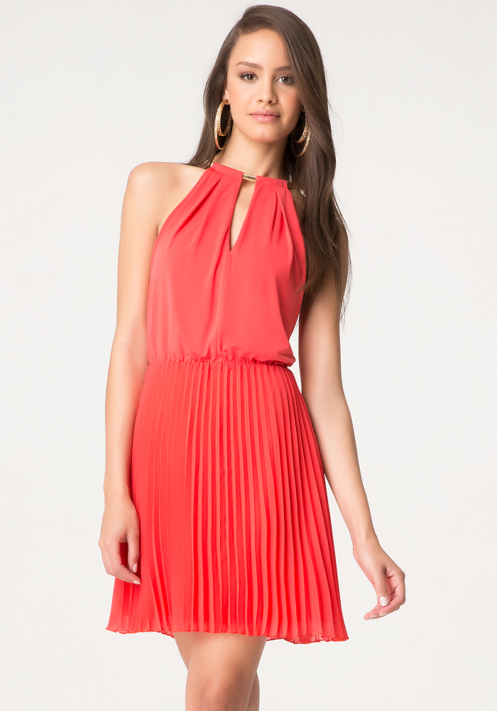 Keyhole Pleated Dress All New Arrivals bebe