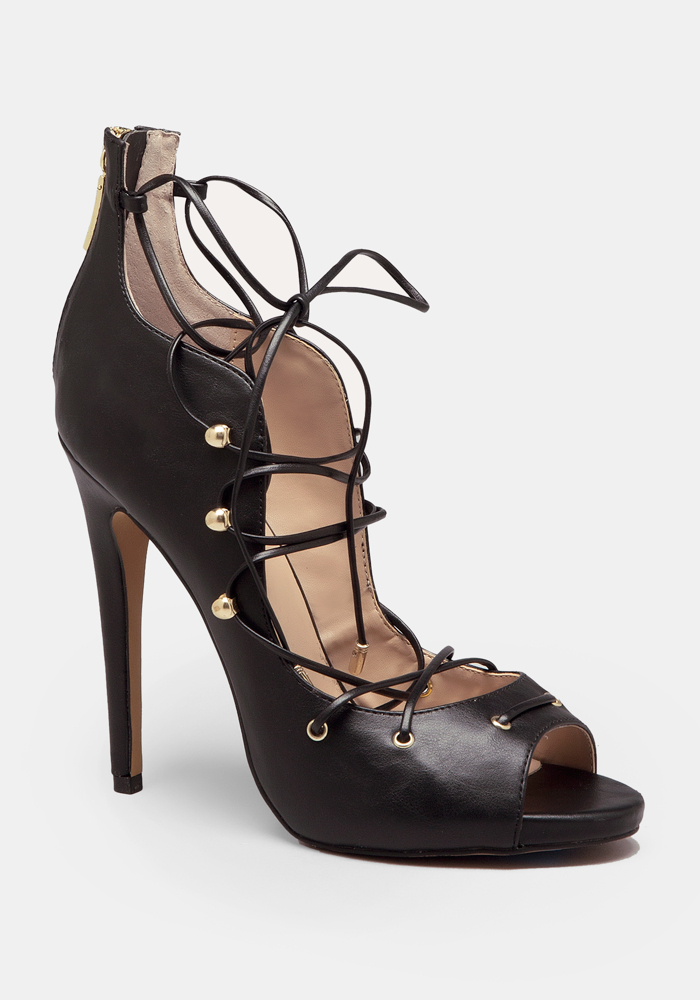 grey lace up pumps