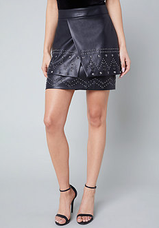Bebe Studded Faux Leather Skirt
