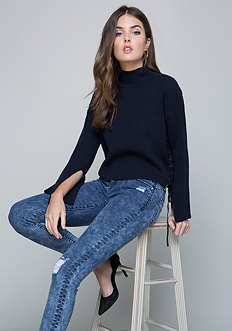 Side Lace Up Sweater