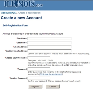 Create account form