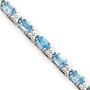 14k White Gold Blue Topaz and Diamond Bracelet