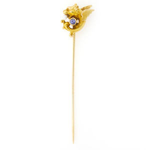 Antique Estate 14k gold Sapphire and Pearl Stick Pin