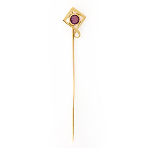 Antique Estate 10kt Gold and Amethyst Stick Pin