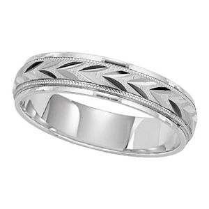 Lieberfarb Wedding Band with Leaf Pattern