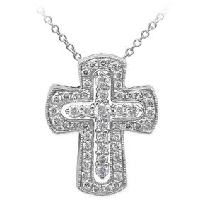 Simon G Diamond Cross Pendant in White Gold