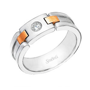 18k Two Tone Mens Band by Simon G