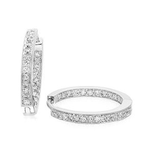 Simon G Diamond Hoop Earrings 18k White Gold