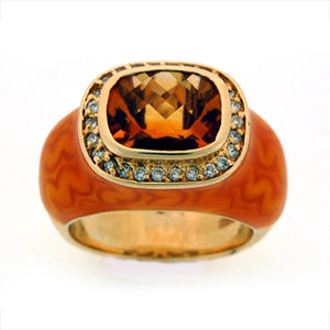 Haggai Citrine Enamel Ring