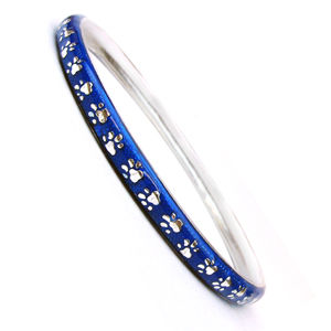 Hidalgo Blue Enamel Paw Print Bangle