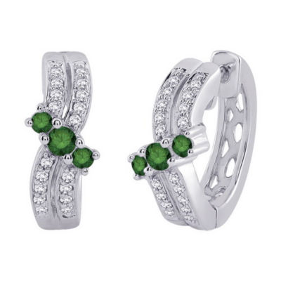 1/2 Carat Green Diamond Huggie Earrings