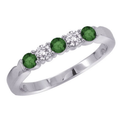 1/2 Carat Green And White Diamond Ring