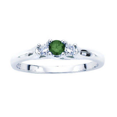 1 Carat Green Diamond Center Engagement Ring