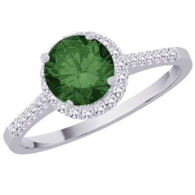 Green Diamond Center Engagement Ring