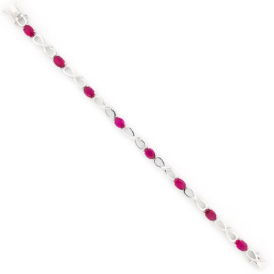 Sterling Created Ruby and Diamond Bracelet