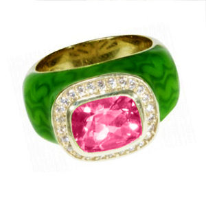Haggai Pink Topaz & Enamel Ring