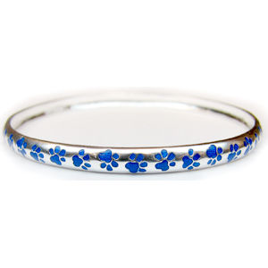 Sterling Silver Paw Print Bangle Bracelet