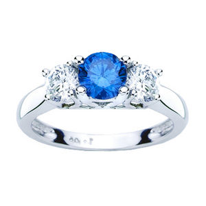 Blue Diamond Three Stone Ring