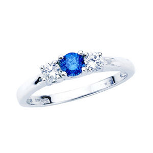 Blue Diamond Three Stone Ring 1/2 ctw