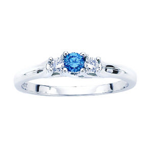 Blue Diamond Three Stone Ring  1/4 ctw