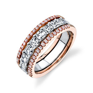 Asscher Cut Fancy Diamond Band By Simon G