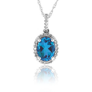 Blue Topaz & Diamond Pendant