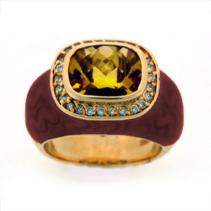 Haggai Citrine Enamel Ring