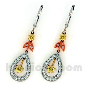 Tri Colored Diamond Earrings by Simon G