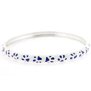 White and Blue Enamel Paw Print Bangle