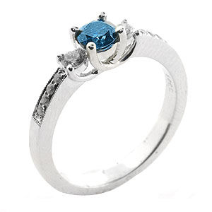 Blue Diamond Three Stone Plus Ring