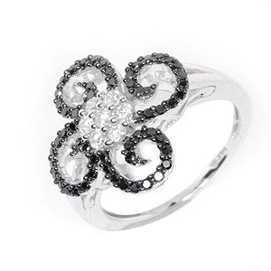 Black Diamond Flower Ring