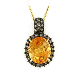 Brown Diamond and Citrine Pendant
