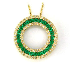 Emerald and Diamond Circle Pendant