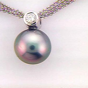 Black Pearl and Diamond Pendant