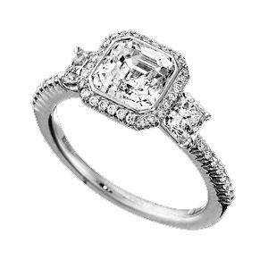 Ritani Bella Vita Three Diamond Asscher Cut Ring