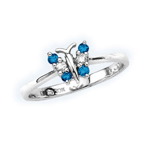 Blue Diamond Butterfly Ring