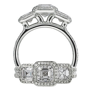 Ritani Three Stone Asscher Diamond Ring