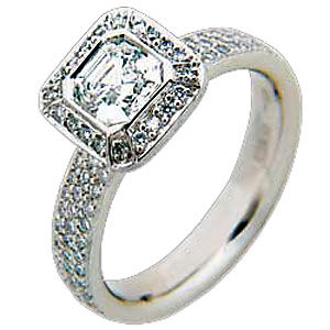 Ritani Triple Row Asscher Diamond Ring