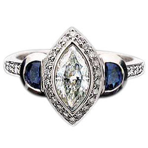 Marquis Sapphire and Diamond Ring by Ritani