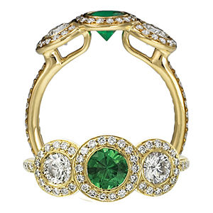 Ritani Endless Love Gold Emerald Three Stone Ring