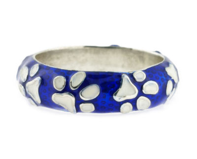 Haggai Blue And White Enamel Sterling Silver Paw Ring