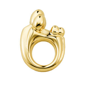 Mother And Child(R) Yellow Gold Twin Family Pendant