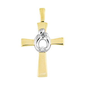 Mother And Child (R) Cross With Diamond