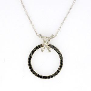 X And O Circle Black And White Diamond Pendant