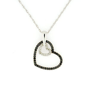 Black and White Double Heart Pendant