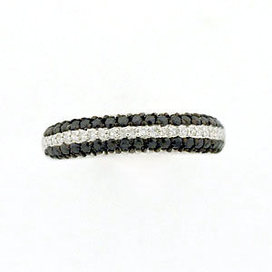 Black and White Diamond Ring Alternating Rows