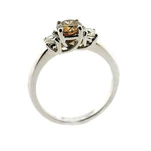 Three Stone Brown Diamond Engagment Ring