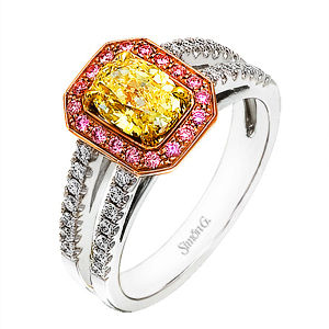 Simon G Three Tone Yellow Diamond Ring